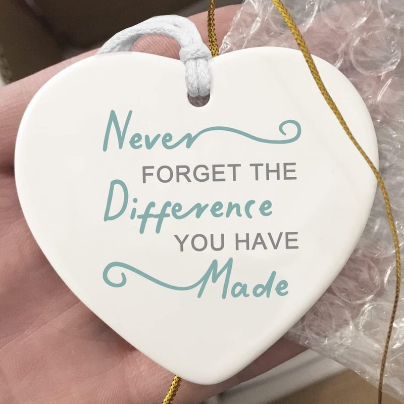 WCDHOR Never Forget the Difference You Have Made Ornament, Meaningful Leaving Gift, Retirement Gift, Thank You Gift, Thank you Ornament, Appreciation Gift, Ceramic Heart Keepsake, To Coworker, Teacher Nurse - Image 4